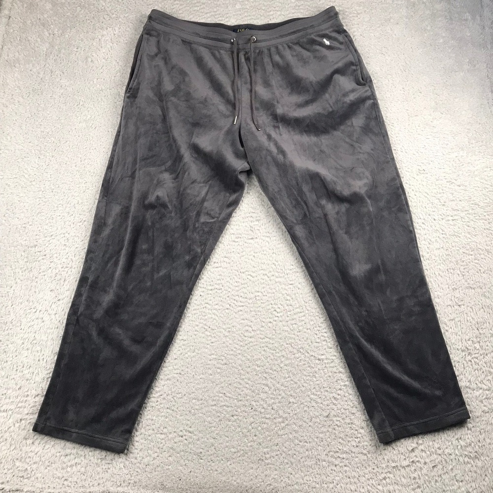 Polo Ralph Lauren Jogger Women XL Gray Velour Lounge Pants Drawstring Sleepwear